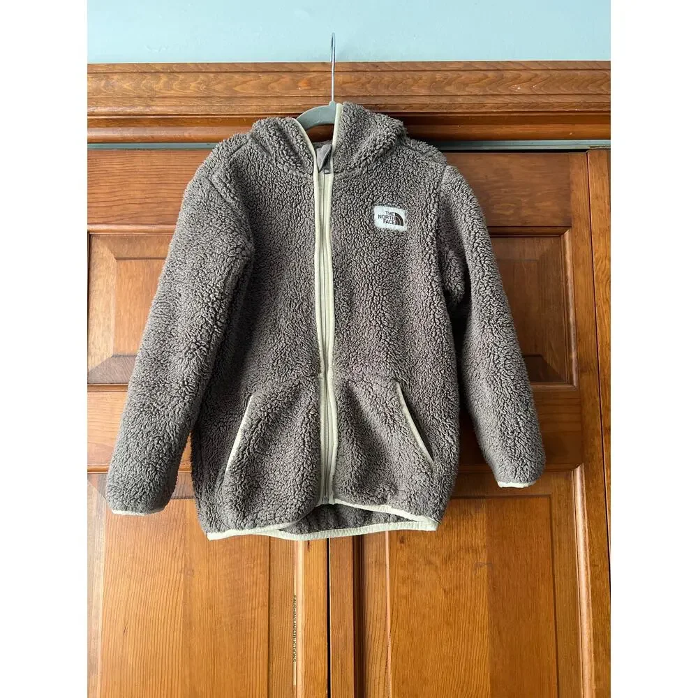 The North Face Kids Sherpa Fleece Zip Hoodie Neutral Taupe Brown Size 5